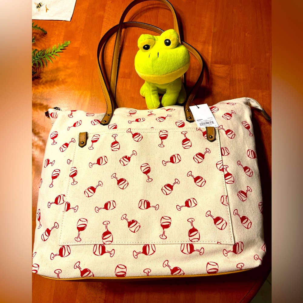 Sonoma WINE Zippered Lined Canvas Bag NWT